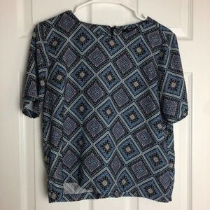 Forever 21 Blue Geometric Print Crop‎ Top Women Size S